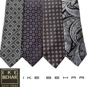 FOUR 4️⃣ Ike Behar 100% Silk Neckties Neck Ties | Jacquard | Pre-Owned Like New